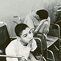 Row of children in wheelchairs