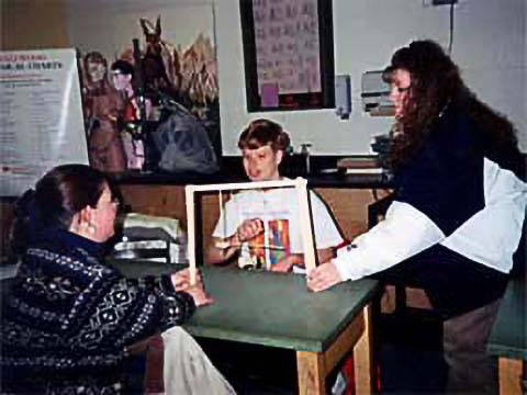 Three people at a table